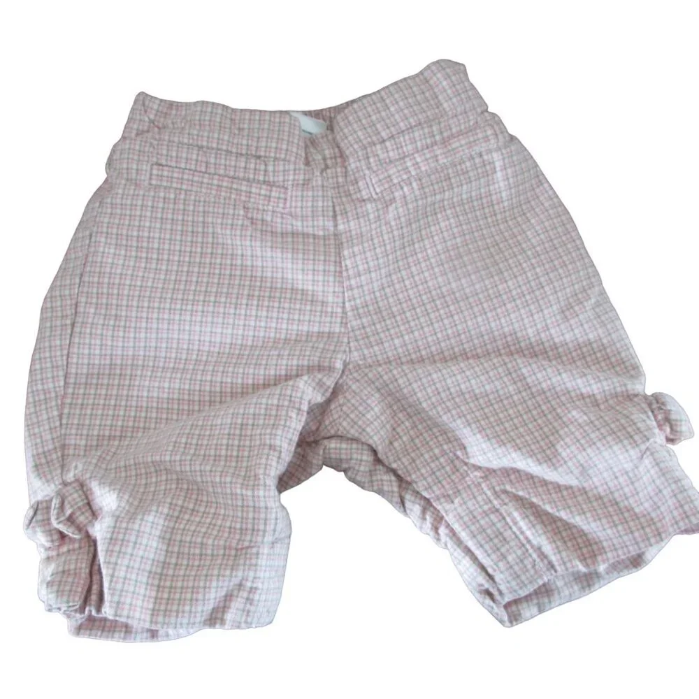 Baby Gap Pull On Pants Infant Girls 3-6M Pink Brown Plaid Elastic Jogger Bottoms